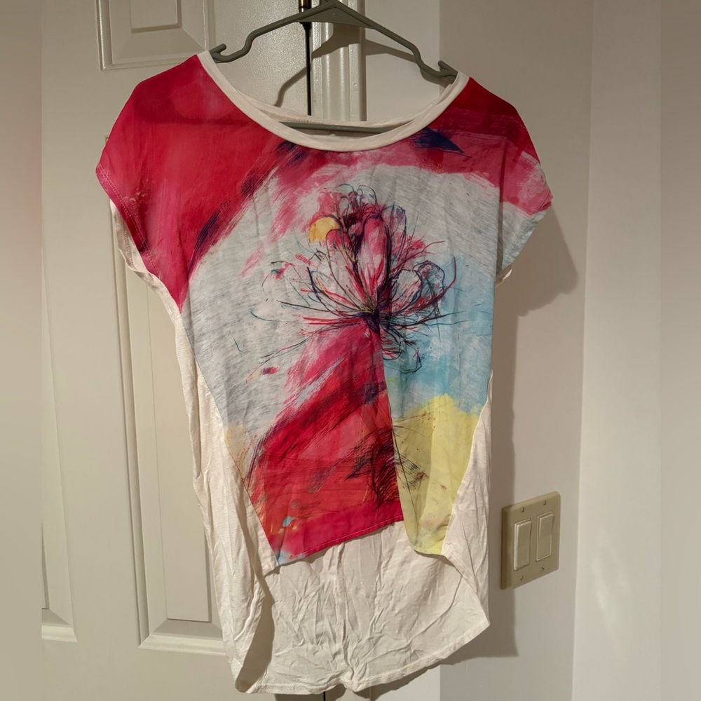 ABERCROMBIE & FITCH MULTICOLORED ABSTRACT FLOWER VIBRANT PRINT SHIRT WOMEN’S XS